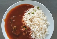 Cikánská hovězí pečeně, dušená hrášková rýže